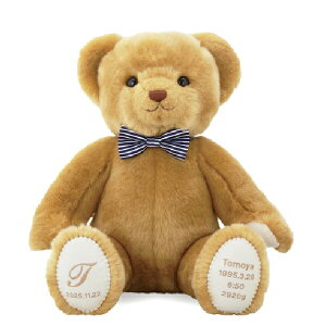 30日限定ポイント最大10倍★【送料無料】体重ベア キャメリーマリアージュ 男の子 イニシャルタイプ 足裏刺繍込み両親プレゼント 結婚式 入籍 親ギフト 出産祝い テディベア お祝い 誕生 両