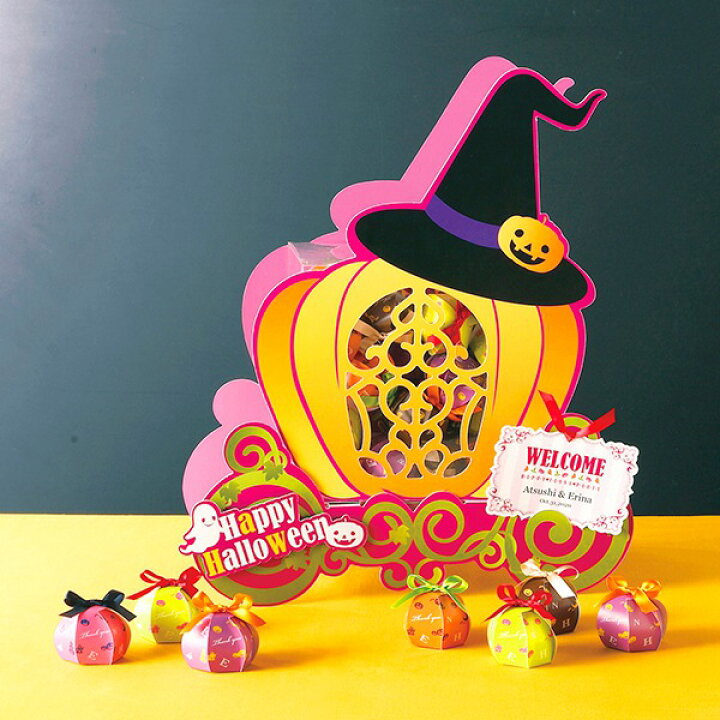 楽天市場 48コ プチギフト ウェルカムボード 送料無料 ウェルカムファニーパンプチン ハロウィンキャンディ 48個セット 結婚式 二次会 ウェディング 披露宴 名入れ キャンディ ハロウィン オブジェタイプ Piary ピアリー 楽天市場店