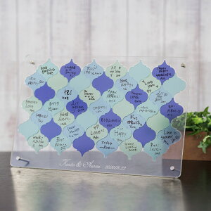 モロッカンタイルウェルカムボード アクアマリン結婚式 ギフト お祝い 披露宴 ウェディング ウェルカムスペース ステンドグラス メッセージ ラスティック&クラシック