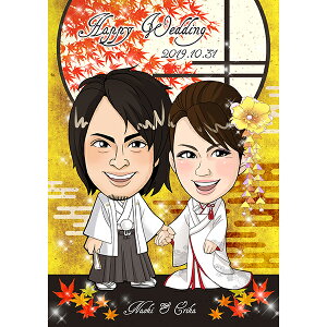 30日限定ポイント最大10倍★CG似顔絵ウェルカムボード2nd 和室(秋)プレゼント 結婚式 ギフト お祝い 披露宴 ウェディング ウエルカムスペース 和風 秋挙式 紅葉