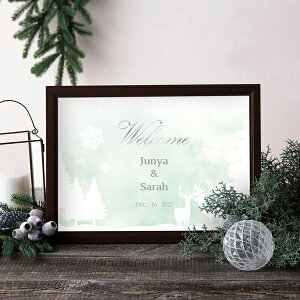 30日限定ポイント最大10倍★グラフィック ウェルカムボード(ブランシェネージュ グリーン)結婚式 ギフト お祝い 披露宴 ウェディング ウエルカムスペース 冬 雪 トナカイ