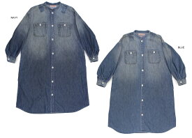 【セール　デニム＆ダンガリー　DENIM DUNGAREE】ライトオンスデニム ワーク シャツ OP(130-140)7分丈【728902】