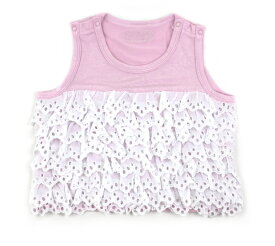 【セール fafa/フェフェ　タンクトップ BABY】JANE(Tank top)(80cm)段々フリルレースが可愛いノースリーブ