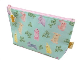 【fafa/フェフェ ポーチ】LEOKADIA(pouch)/ミントラビット/汚れに強いラミネート加工素材/スポンジ中材入り◆メール便発送可能◆