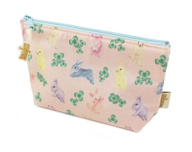 【fafa/フェフェ ポーチ】LEOKADIA(pouch)/ピンクラビット/汚れに強いラミネート加工素材/スポンジ中材入り◆メール便発送可能◆