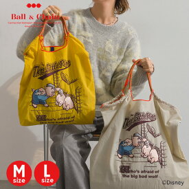 在庫限り20%OFF！[正規販売店] [Ball&Chain×Disney]shopping bag-Disneyモデル ボールアンドチェーン 三匹の子豚 shopping bag トート エコバッグ 刺繍 キャラクター A4 M L オシャレ