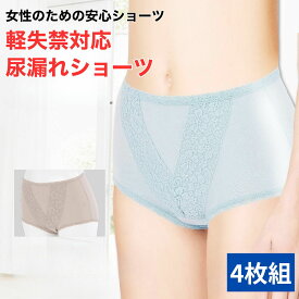 4枚セット 尿漏れパンツ 日本製パッド 綿100％ 女性用 25ml 尿漏れ 吸水パンツ レディース シニア 失禁パンツ 失禁 軽失禁 女性 失禁ショーツ 吸水ショーツ 尿漏れショーツ にょうもれパンツ女性用 にょうもれ レディースショーツ パンツ