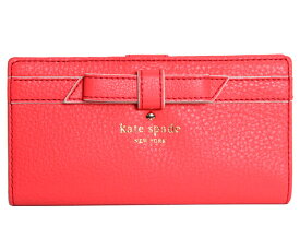 kate spade ケイトスペード COBBLE HILL BOW STACY 長財布 レディース PWRU3942 665 BRIGHT GERANIUM ブライトゼラニウム レッド