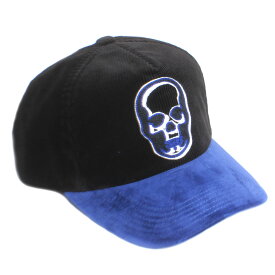 lucien pellat-finet ルシアンペラフィネ メンズ キャップ 帽子 CAP75 コーデュロイ BLACK/BLUE ブラック ブルー スカル ドクロ