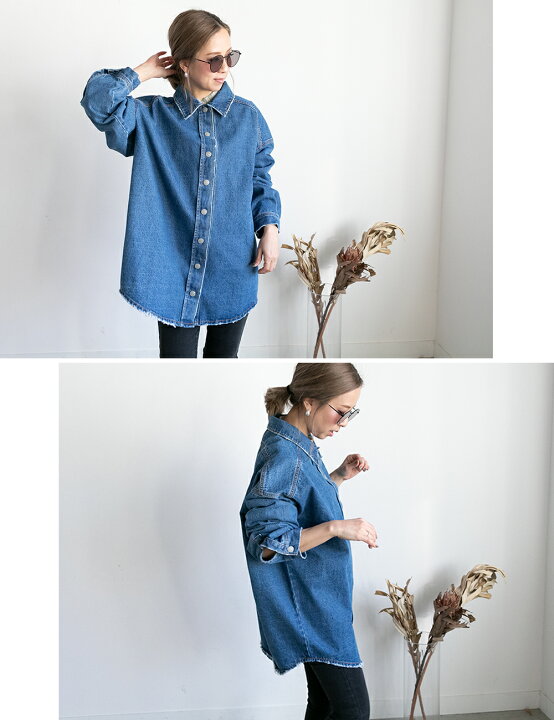 楽天市場 オーバーサイズデニムシャツ アウター ルーズ 大きいサイズ 大きめ Big ゆったり 春夏秋冬 ダメージ デニム レディース カジュアル Pichi ピイチ 8600 Pichi ピイチ