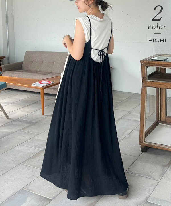 楽天市場】ガーゼキャミワンピース ダブルガーゼ バックリボン ガーゼ  