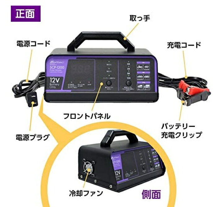 楽天市場】SCP-1200 全自動パルス充電器 バッテリー充電器 12V対応 