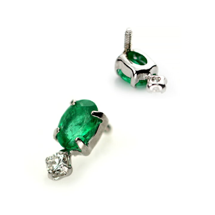 楽天市場】プラチナ エメラルド&ダイヤモンド ボディピアス(軟骨ピアス 
