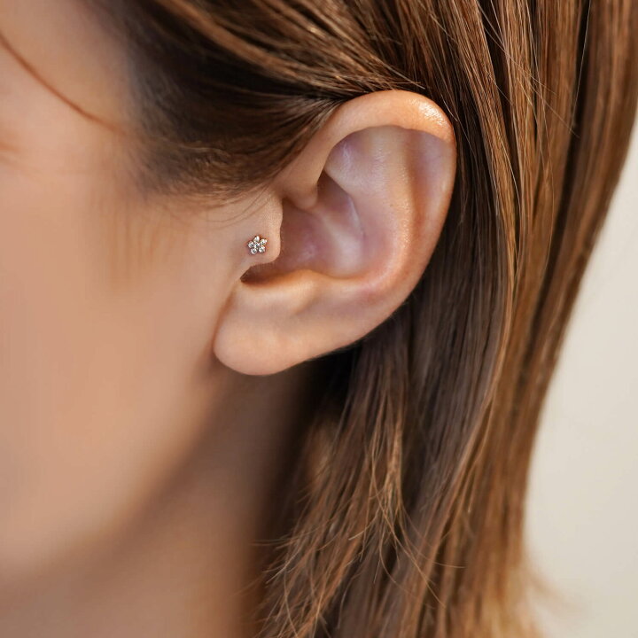 楽天市場】K10 ダイヤモンド フラワー ボディピアス │ 16G/14G 