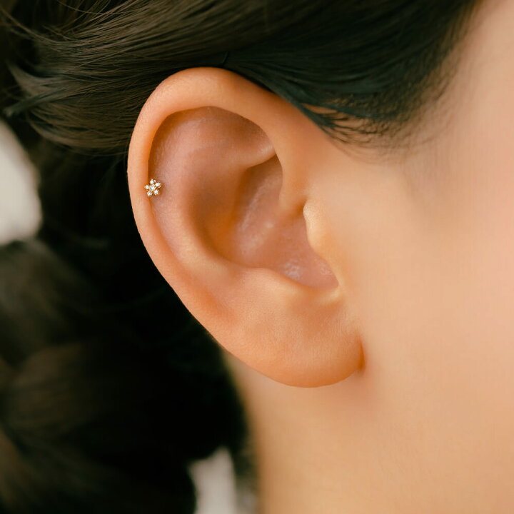 楽天市場】K10 ダイヤモンド フラワー ボディピアス │ 16G/14G 