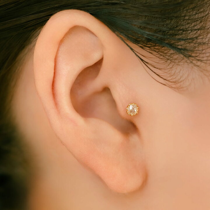 楽天市場】K18/PT ローズカット ダイヤモンド ボディピアス │ 16G/14G 
