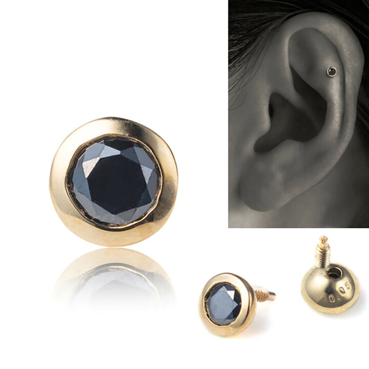 楽天市場】K18/PT ブラックダイヤモンド ボディピアス │ 16G/14G  