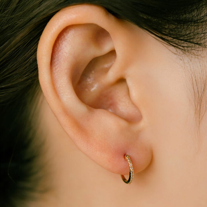 楽天市場】K18 ダイヤモンド フープピアス 0.05ct 片耳用 金属 
