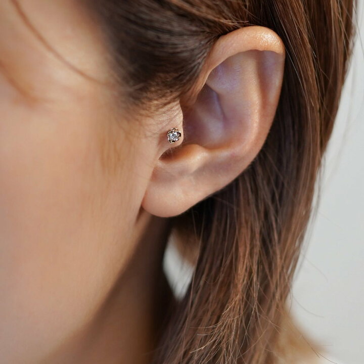 楽天市場】K10/PT ダイヤモンド 薔薇 ボディピアス │ 16G/14G 