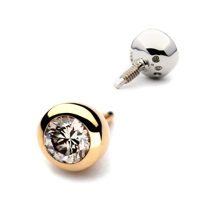 楽天市場】K18/PT ダイヤモンド ベゼル ボディピアス │ 16G/14G 