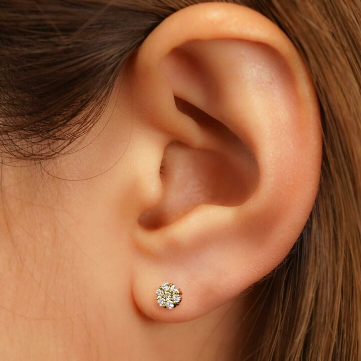 楽天市場】K18/PT ダイヤモンド フラワー ボディピアス │ 16G/14G 