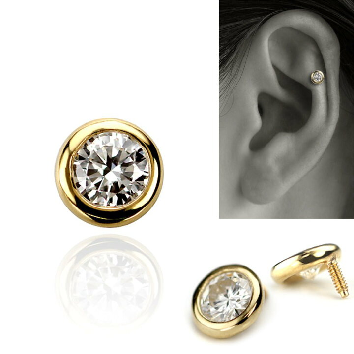 楽天市場】K18/PT ダイヤモンド ベゼル ボディピアス │ 16G/14G 