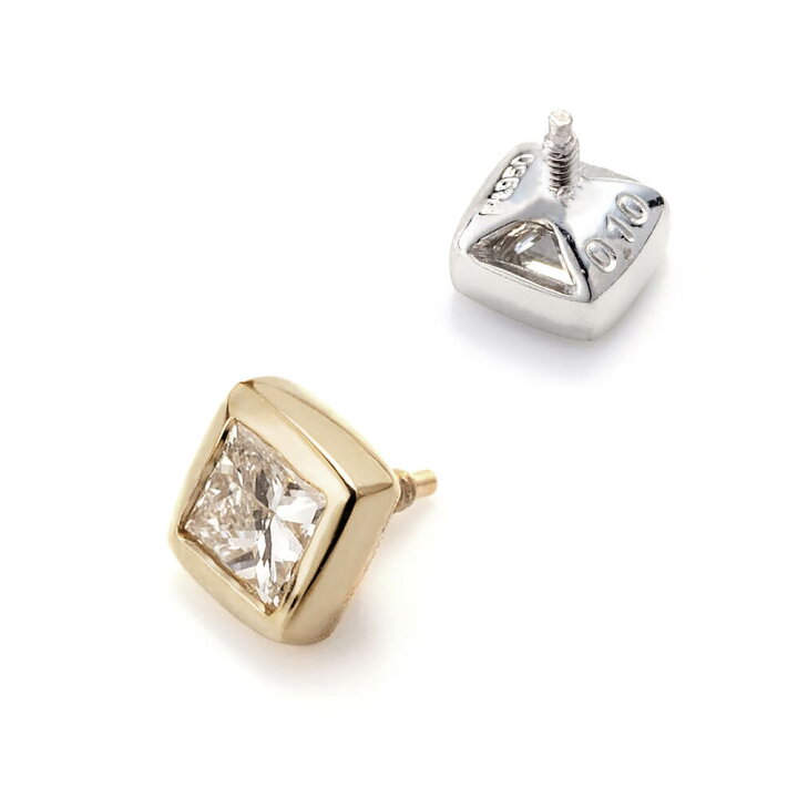 楽天市場】K18/PT プリンセスカット ダイヤモンド ボディピアス │ 16G 