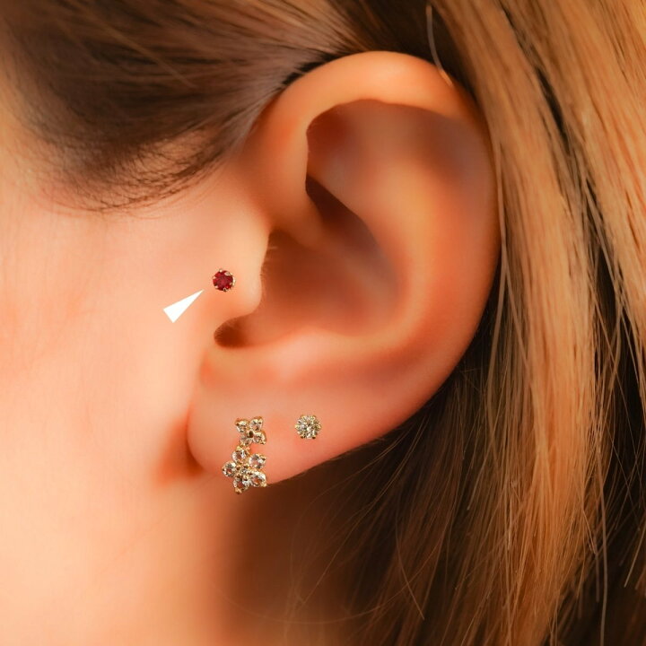 楽天市場】K18/PT レッドスピネル ボディピアス │ 16G/14G イエロー 