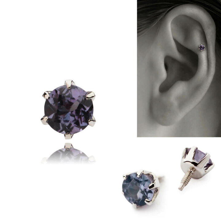 楽天市場】K18/PT ベキリーブルーガーネット ボディピアス │ 16G/14G 