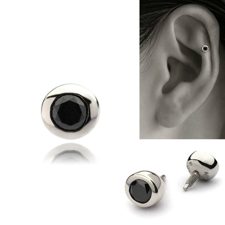 楽天市場】K18/PT ブラックダイヤモンド ボディピアス │ 16G/14G 