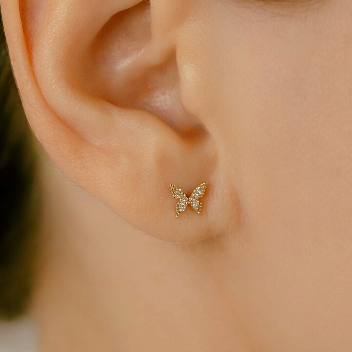 楽天市場】K10 ダイヤモンド バタフライ ボディピアス │ 16G/14G