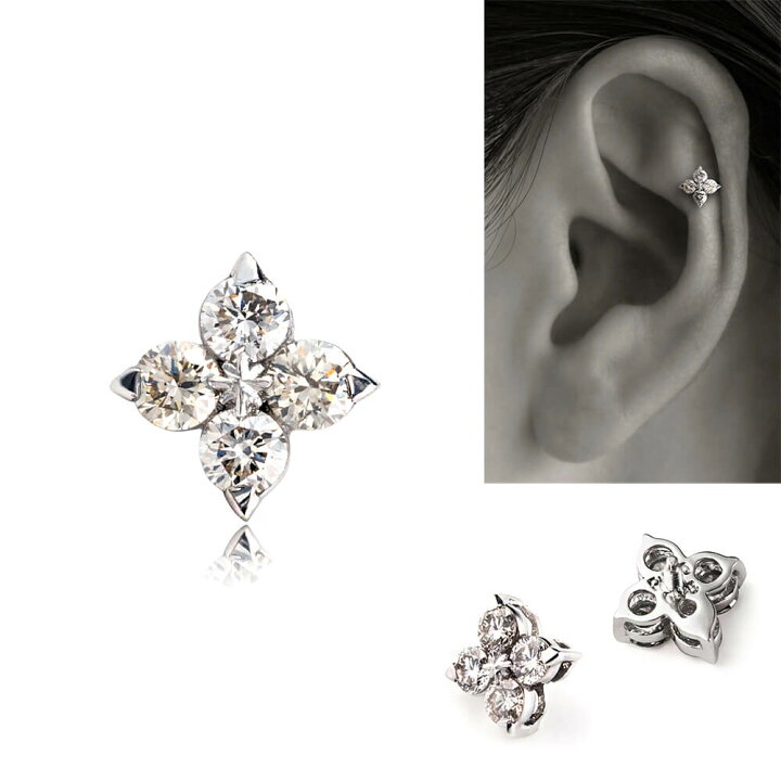 楽天市場】K18/PT ダイヤモンド スター ボディピアス │ 16G/14G 