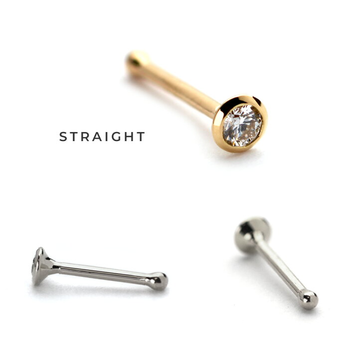楽天市場】K18/PT ダイヤモンド 鼻ピアス スリム │ 22G プラチナ 