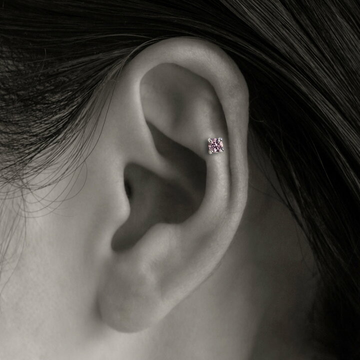 楽天市場】K18/Pt 天然ピンクダイヤモンド ボディピアス │ 16G/14G 中  