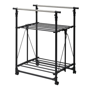 洗濯物干しラック ワンタッチ収納洗濯物干しラック ワイド 室内 コンパクト収納 ハンガーラック 部屋干し 伸縮式 折りたたみ キャスター付き 簡単 組み立て