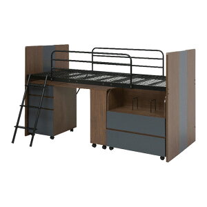 【ポイント9倍!今晩20時開始!】システムベッド ロフトベッド 木製 子供 大人 学習机 ロータイプ 子供部屋 ミドル デスク付き 3点セット シングルベッド シングルベット 学習デスク サイド