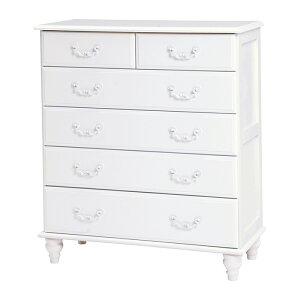 【ポイント9倍!今晩20時開始!】タンス おしゃれ チェスト MCH-5771WH かわいい エレガント シンプル 箪笥 洋服ダンス ローチェスト 木製 天然木 桐 引き出し 5段 アンティーク風 レトロ 姫系