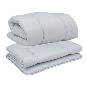 【2段、3段ベッドにぴったり/日本製/洗濯可能】アロエのチカラでうるおう 掛け+敷き 布団2点セット S シングルサイズ アイボリー/グレー 二段ベッド用 三段ベッド用 システムベッド用 敷き