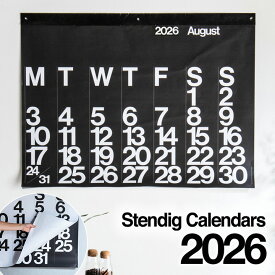 2026年版 令和8年版 Stendig Calenders(ステンディグ カレンダー) 122x92cm モノトーン ビッグサイズカレンダー 月曜始まり 壁掛け モノトーン文字 Massimo Vignelli マッシモ・ヴィネッリ グラフィックデザイン 白 黒 おしゃれ