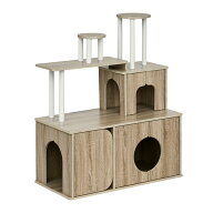 キャットタワー おしゃれ 据え置き 猫タワー 木製風 キャットシェルフ 多頭飼い キャットハウス 扉付き …