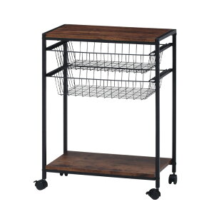 キャスター付き キッチンワゴン Navia(ナビア) 収納 2段 キッチン キッチン収納 台所 金属製 木製 収納ラック リビング ダイニング ランドリー スチール シェルフ ワゴン スリム コンパクト お