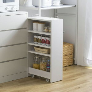 【ポイント9倍!今晩20時開始!】ワゴン キャスター付き 4段 幅20.4cm 隙間収納ラック Tumsae(トゥムセ) 3色対応 キッチンワゴン スリム ランドリーラック おしゃれ サニタリーチェスト 本棚 木