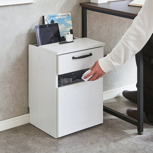 【ポイント9倍!今晩20時開始!】完成品 サイドテーブル ごみ箱収納 テーブル ダストボックス 幅36cm ナイトテーブル コンセント付き フラップ収納 カフェテーブル マガジンラック ミニデス
