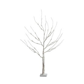 クリスマスツリー H90cm LEDライト付き 白樺風ツリー Schnee(シュネー) ブランチツリー ツリー 単品 イルミネーション 飾り 電池式 単3 間接照明 軽量 LED 麻 リビング 子供部屋 おしゃれ ナチュラル 北欧 クリスマス