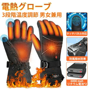 【2024最新作】 電熱グローブ ヒーター手袋 12000mAh バッテリー付き 65℃発熱 電熱手袋 バイク用 3段階温度調節対応 撥水防寒 防風 滑り止め 3段階温度調節 加熱グローブ ヒーター手袋 防寒手袋