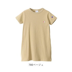 Champion チャンピオン キッズ ショートスリーブチュニックTシャツ キッズ ワンポイント ワンピース チュニック 刺繍 ロゴ刺繍 半袖 女の子 トップス チャンピオン バインダーネック 半袖 ブランド カジュアル スポーツ 子供 CK-T305