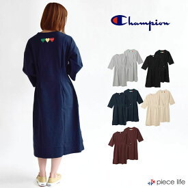 Champion チャンピオン ワンピース 半袖 ウィメンズ CW-T402 プリントTシャツ タック入り スリット レディース トップス 無地 ロゴ刺繍 ワンポイント プリント カットソー ビッグT 2021SS新作