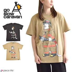 ゴースローキャラバン go slow caravan Tシャツ 半袖 トップス 消防士クマ TEE kuma くま クマ 熊 bear ベアー プリントT メンズ レディース 男女兼用 カジュアル アメカジ キャンプ アウトドア 395707