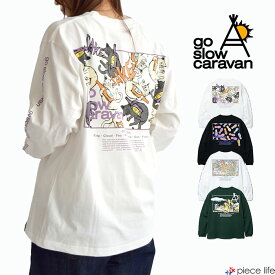 【2023秋冬新作】go slow caravan ゴースローキャラバン USA/C スクエアLOGOバックプリント ロングスリーブTEE ロンT 長袖 プリントT 袖ラインプリント USAコットン メンズ レディース トップス Tシャツ カジュアル アメカジ ミリタリー キャンプ 311902