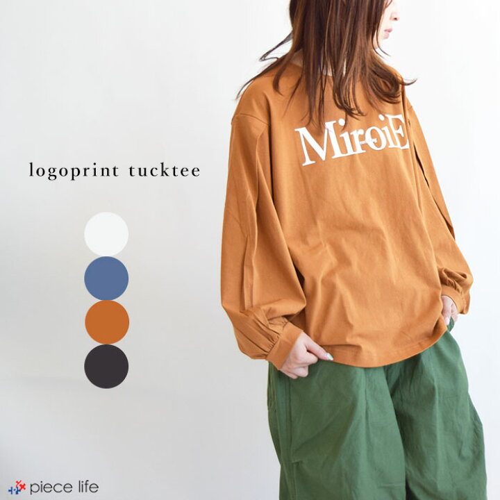 楽天市場】レディース トップス ロンT 袖タックロゴプルオーバー 7分袖 